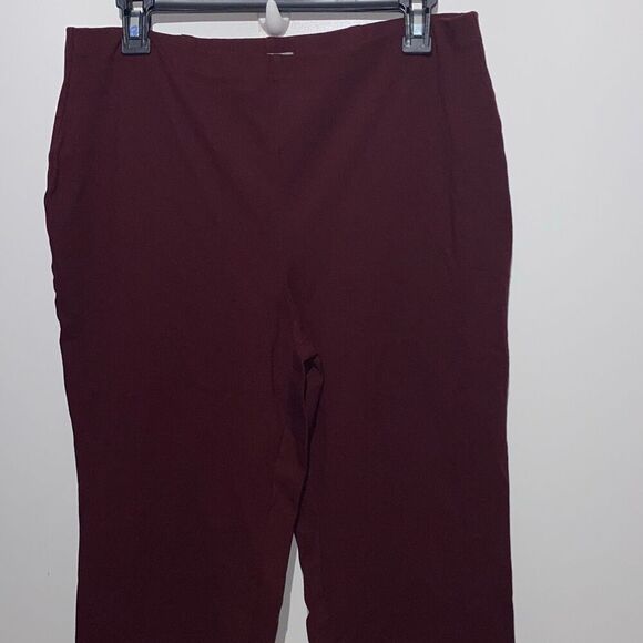 Liz Claiborne Women's Burgundy Straight Leg Mid Rise Pull On Pants Size Large - Picture 1 of 9